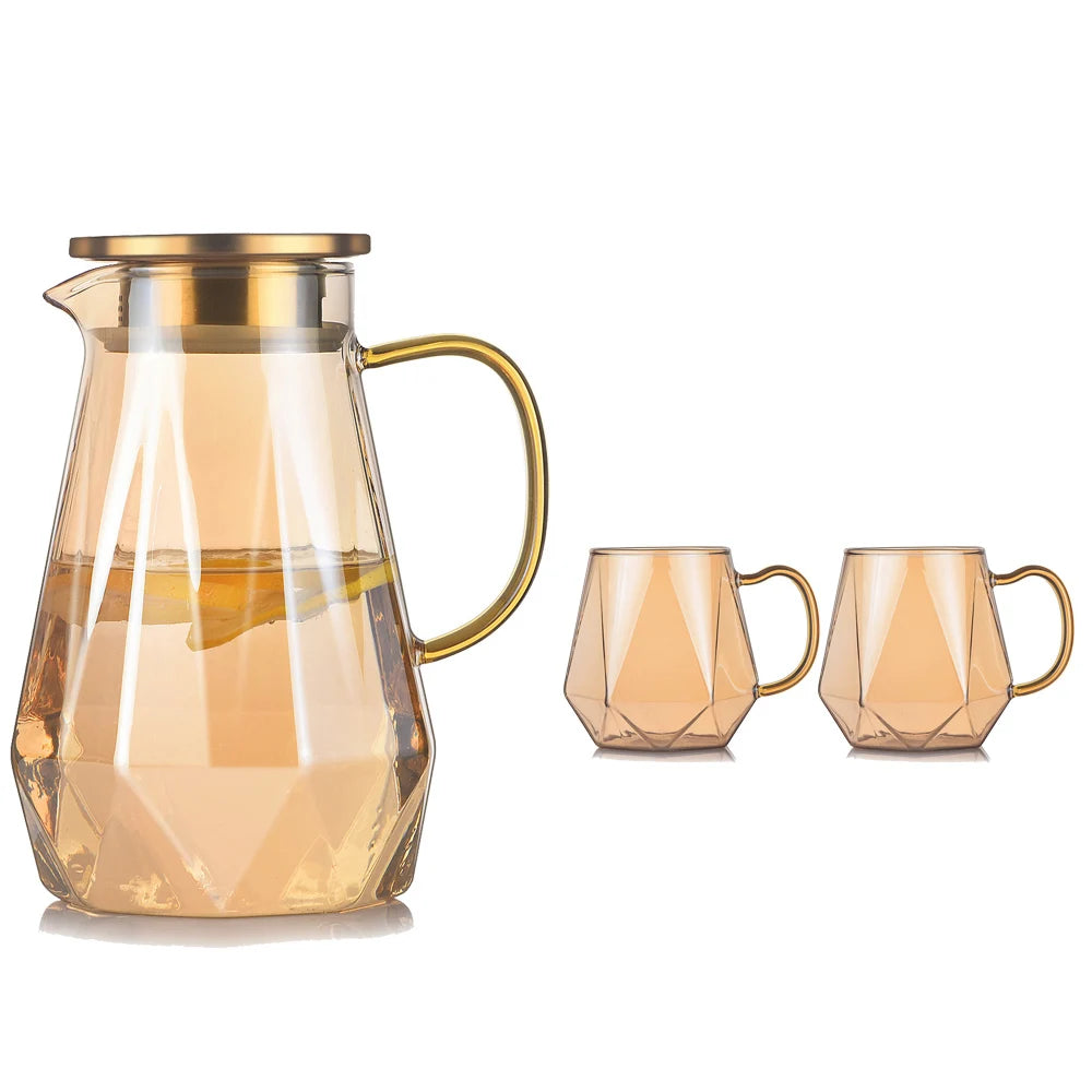 Diamond Texture Glass Teapot Set - Hot and Cold