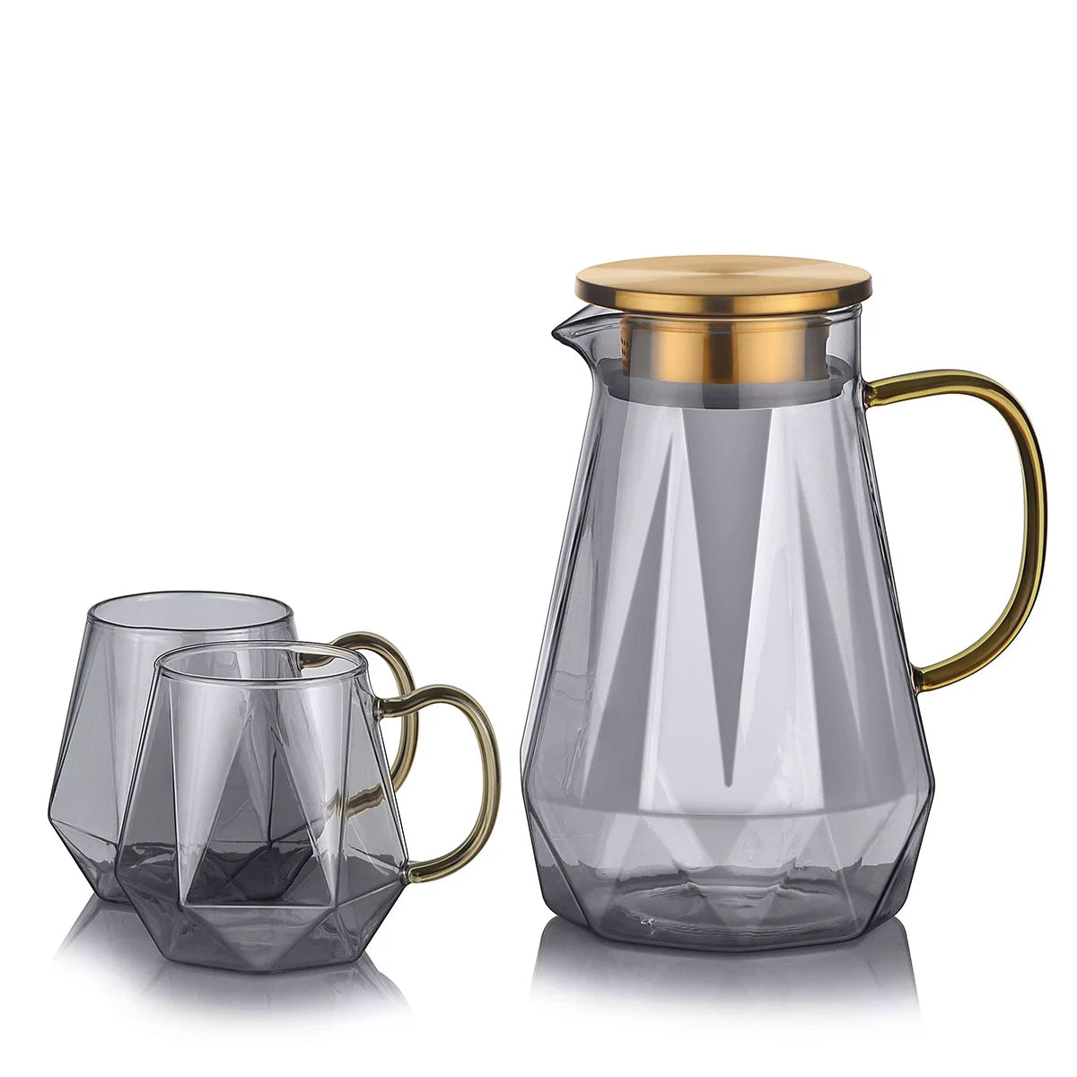 Diamond Texture Glass Teapot Set - Hot and Cold