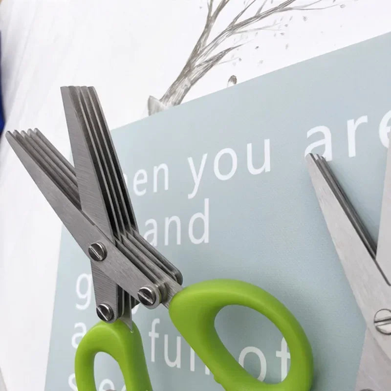 Multi-Layer Kitchen Scissors 3 or 5 Blade Stainless Steel Herb Shredder Scallion Cutter