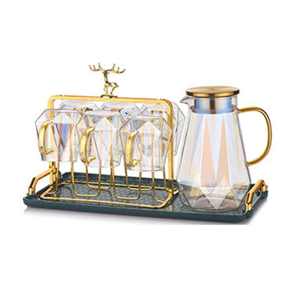 Diamond Texture Glass Teapot Set - Hot and Cold