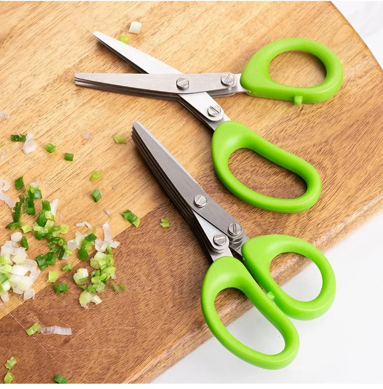 Multi-Layer Kitchen Scissors 3 or 5 Blade Stainless Steel Herb Shredder Scallion Cutter