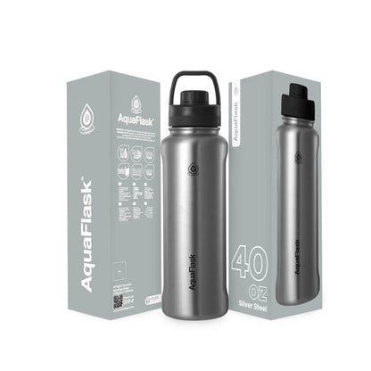 AquaFlask 1080ml (40oz) Stainless Steel Water Bottle with Sports Lid – Hot & Cold, Leakproof, BPA-Free