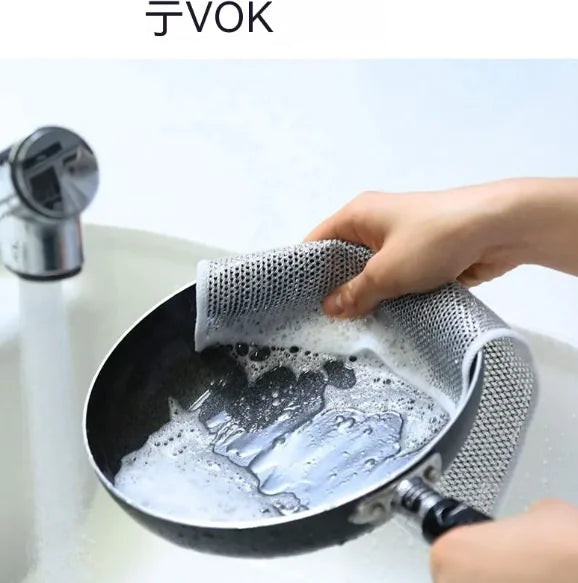 Multipurpose Wire Dishwashing Rag – Non‑Scratch Stainless Steel Cleaning Cloth, Reusable Metal Scrubber for Wet & Dry Kitchen Cleaning, Powerful Dishcloth for Cookware, Pots, Pans & Stovetops