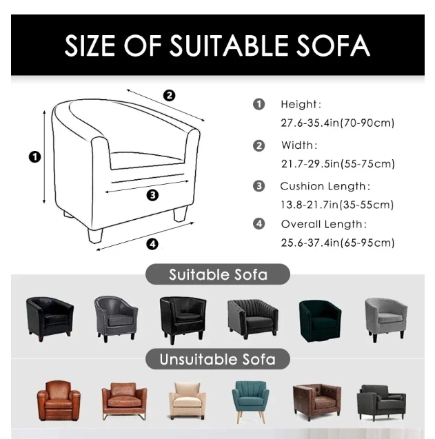 Club Chair  Polar Fleece Stretch Chair Slipcover -Solid Color Furniture Protector