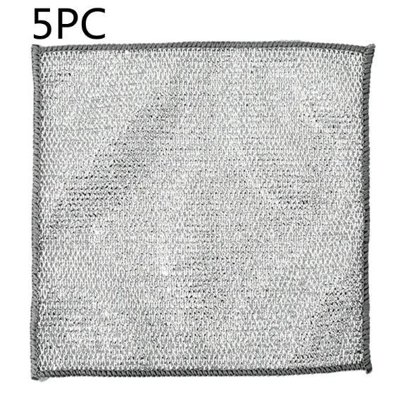 Multipurpose Wire Dishwashing Rag – Non‑Scratch Stainless Steel Cleaning Cloth, Reusable Metal Scrubber for Wet & Dry Kitchen Cleaning, Powerful Dishcloth for Cookware, Pots, Pans & Stovetops