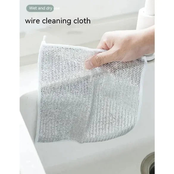 Multipurpose Wire Dishwashing Rag – Non‑Scratch Stainless Steel Cleaning Cloth, Reusable Metal Scrubber for Wet & Dry Kitchen Cleaning, Powerful Dishcloth for Cookware, Pots, Pans & Stovetops