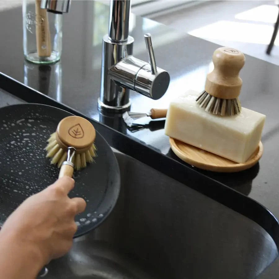 Zero Waste Kitchen Brush Set Eco-Friendly Sisal Dish Brush with Replacement Head and Pot Scrubber